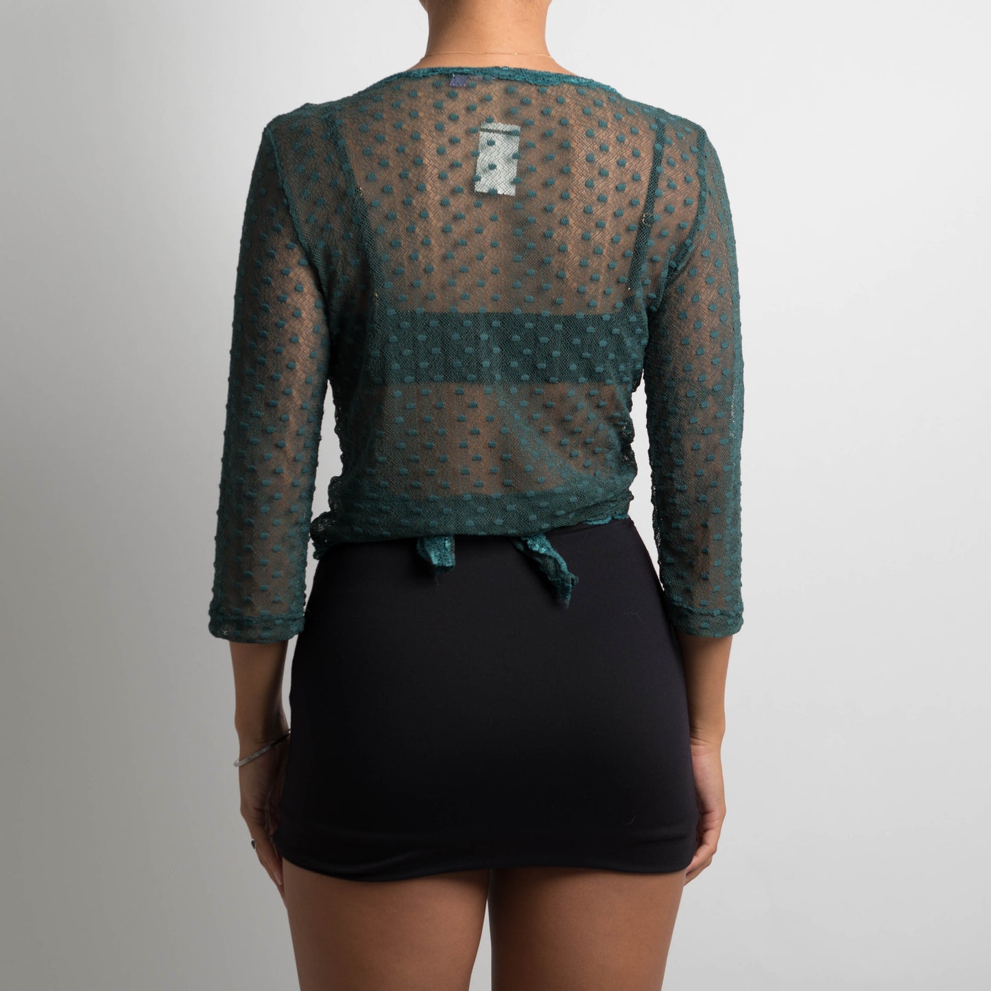 TEAL LACE WRAP TOP