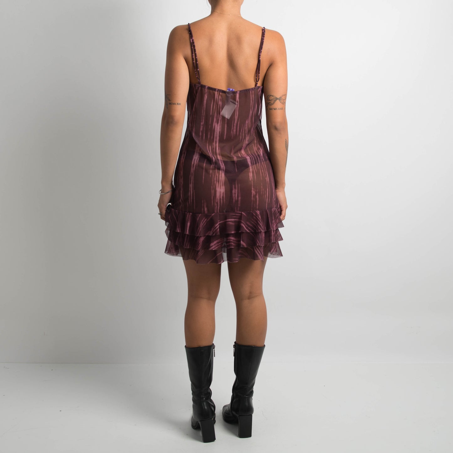 PATTERENED MESH MINI DRESS