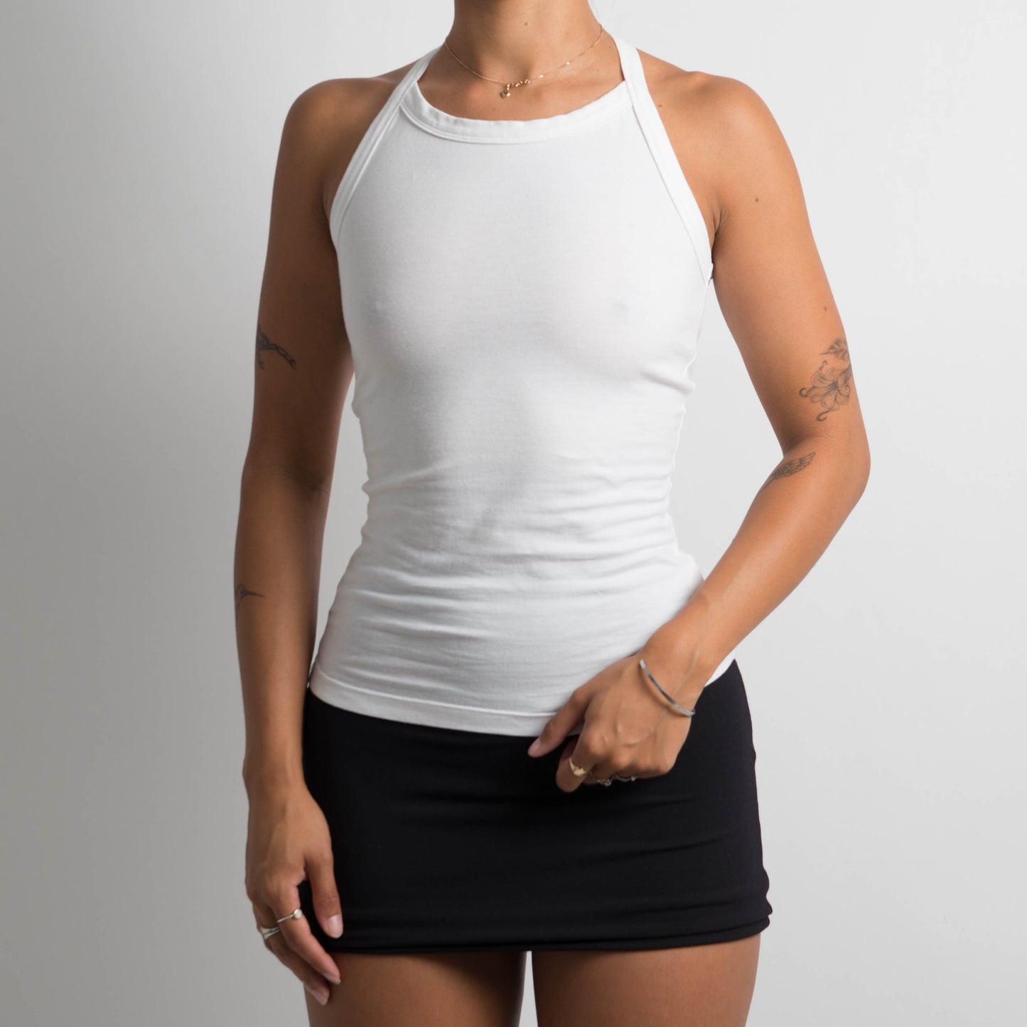 WHITE RACERBACK TANK TOP