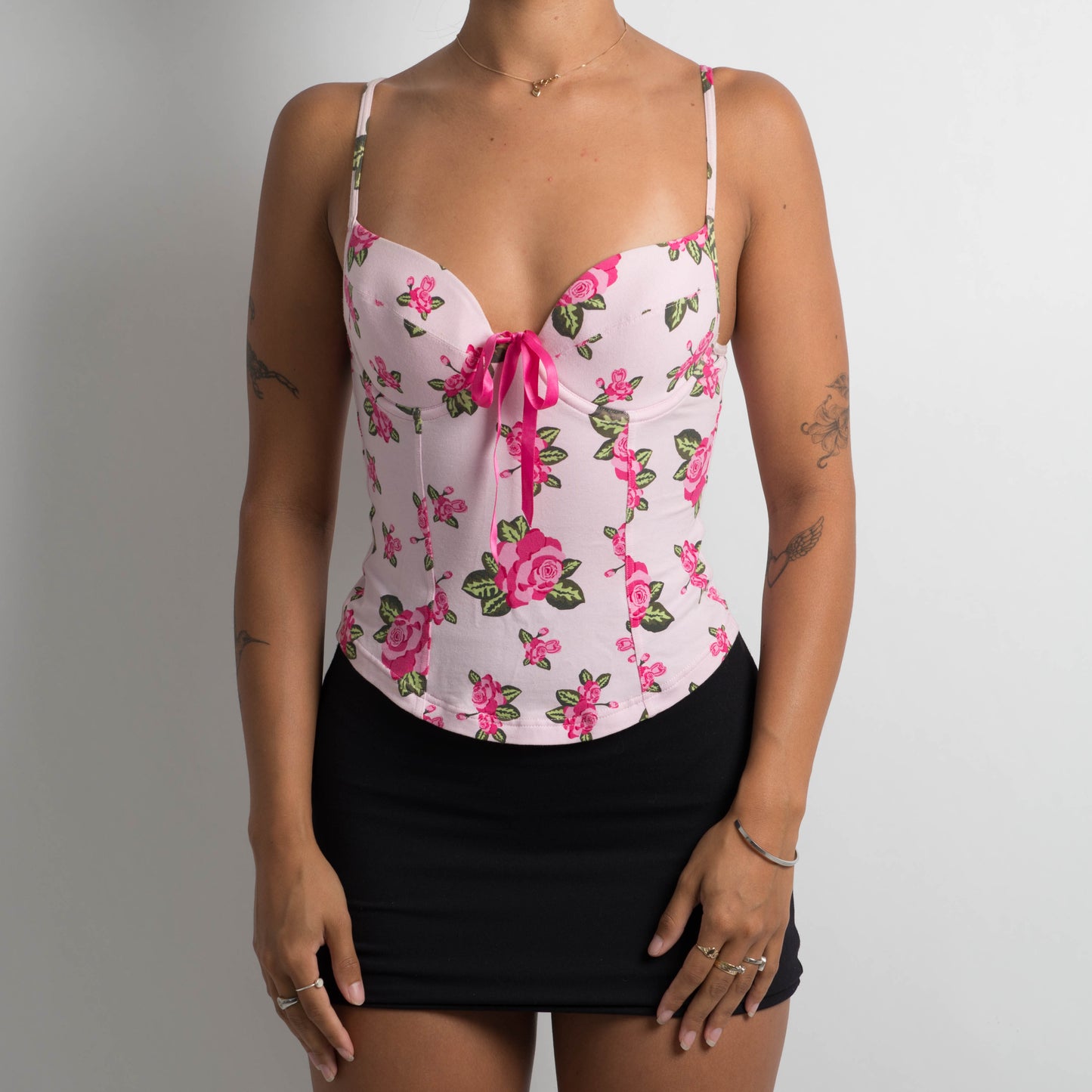 PINK FLORAL BUSTIER