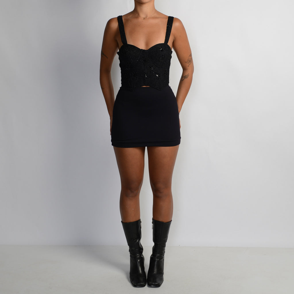 BLACK BEADED BUSTIER