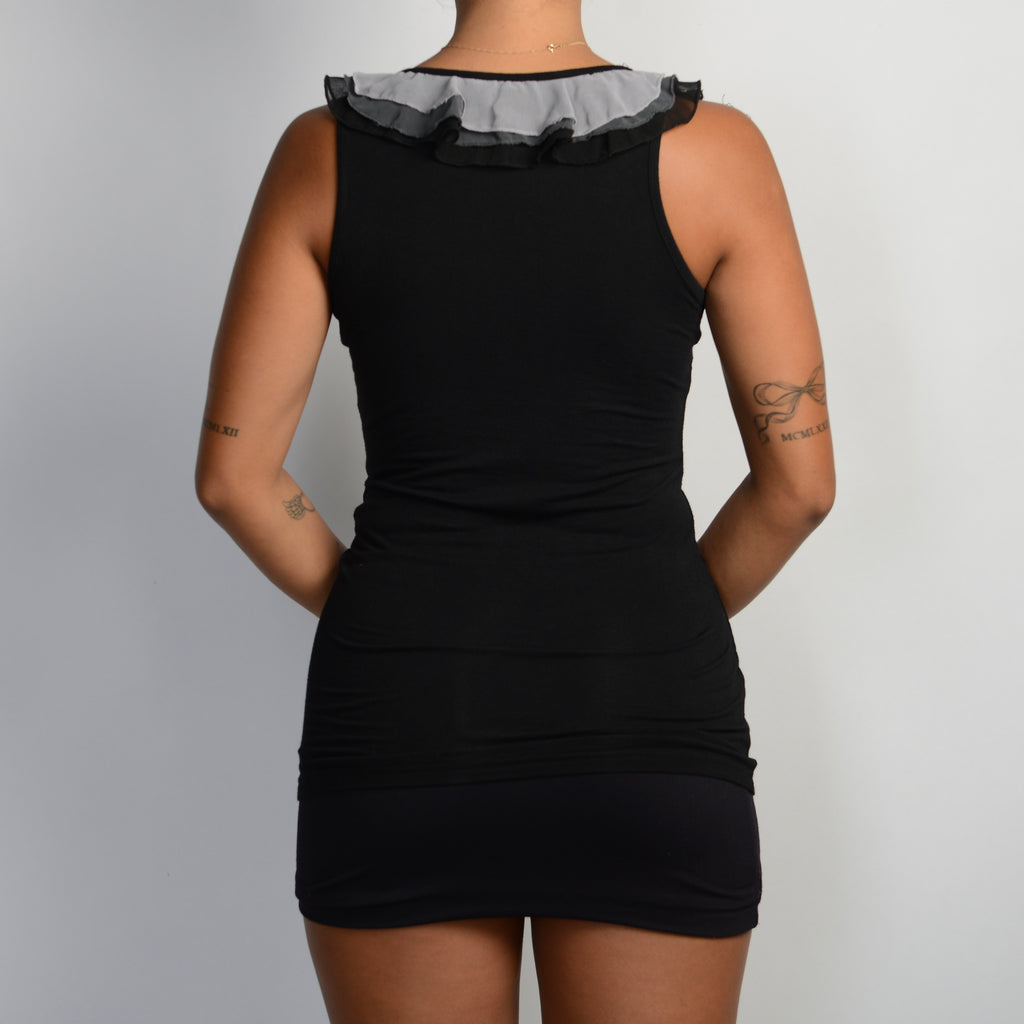 BLACK RUFFLE TANK TOP
