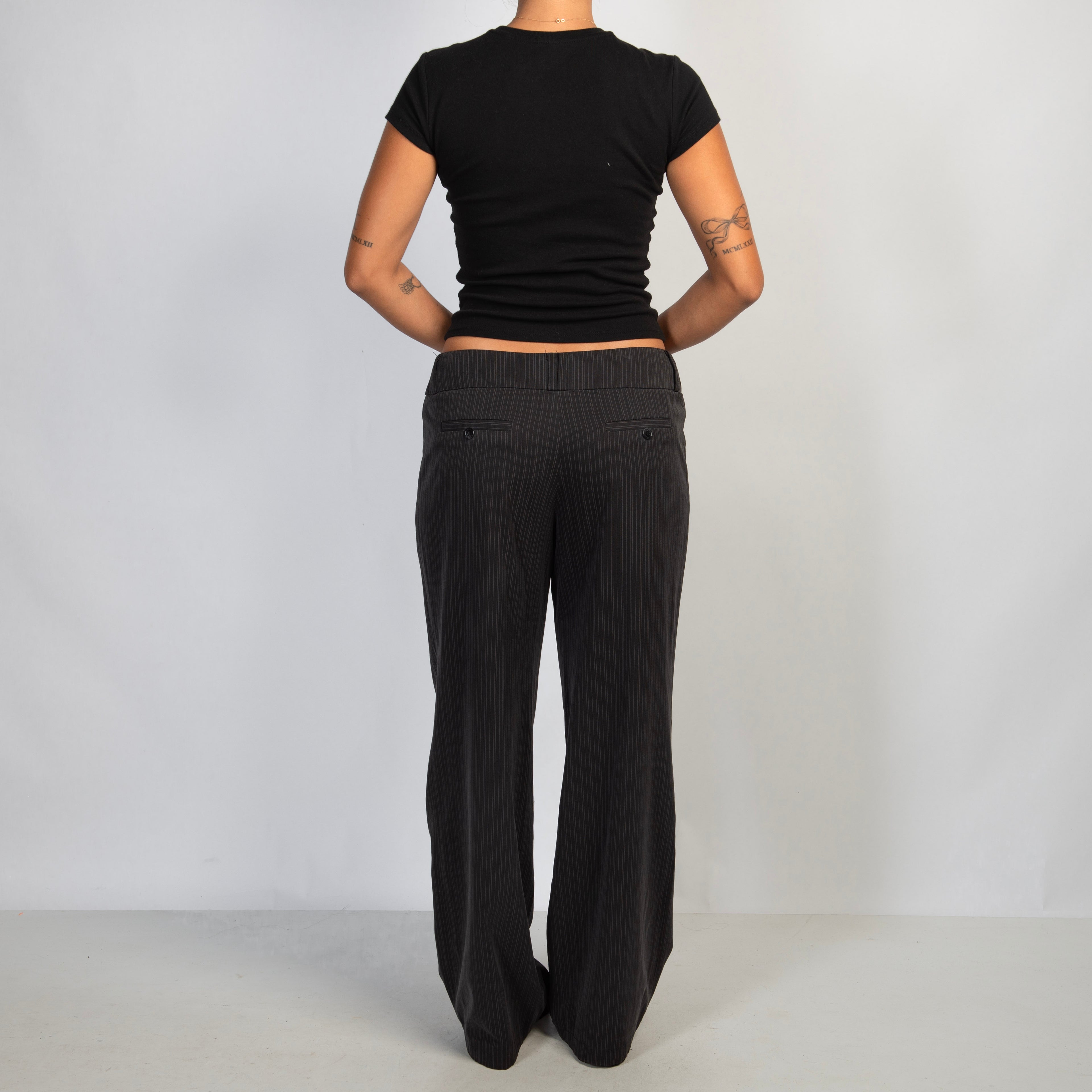 BLACK PINSTRIPE TROUSERS
