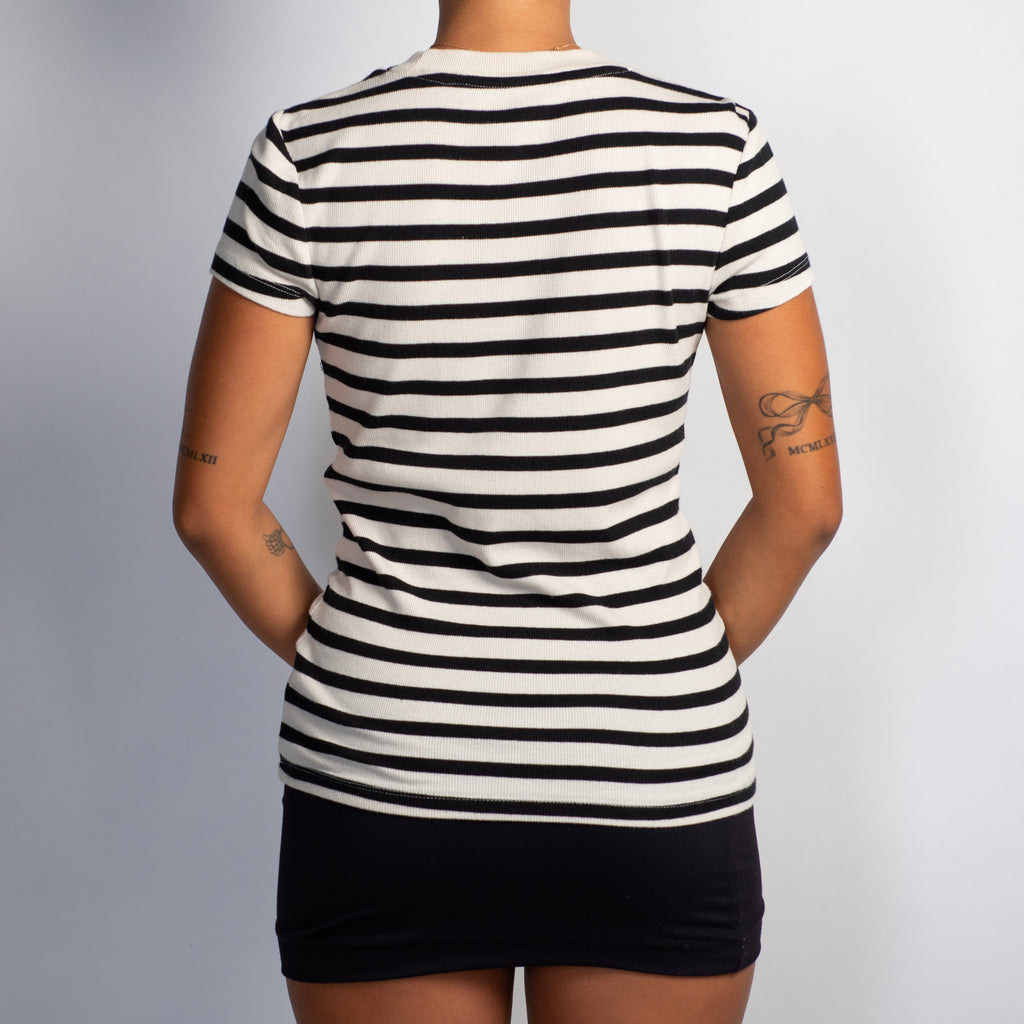 CREAM STRIPE KNIT TOP