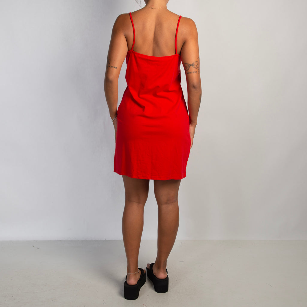RED COTTON MINI DRESS