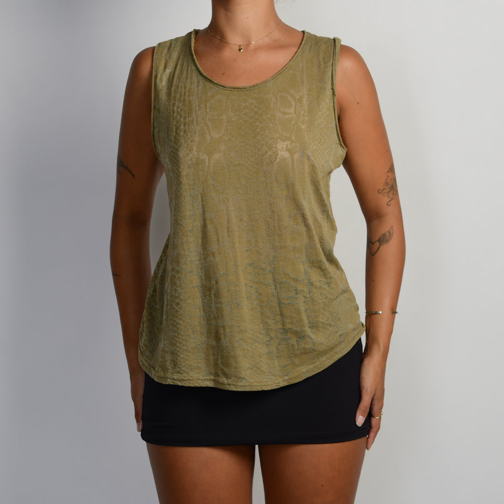 KHAKI SLEEVELESS TOP