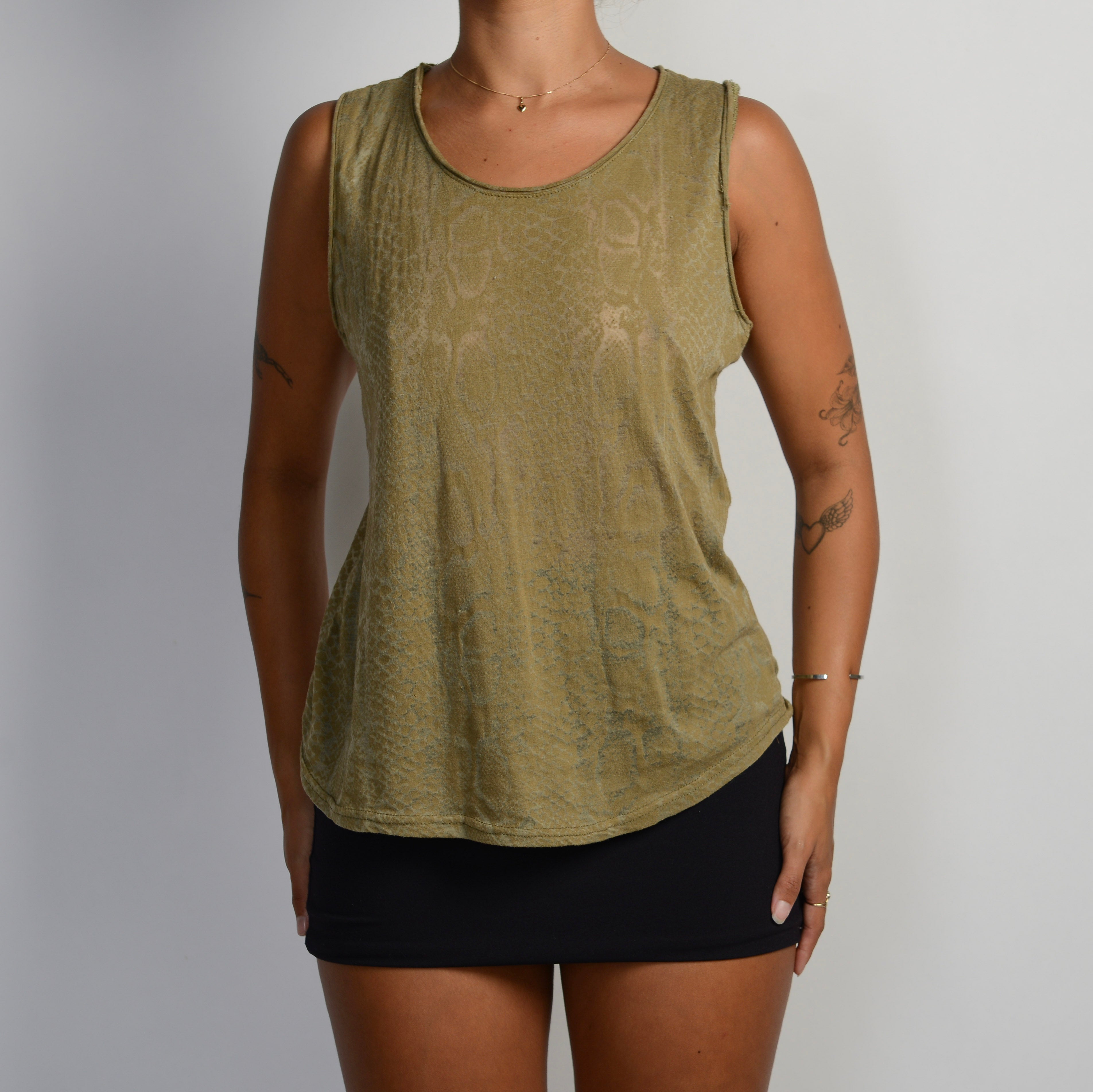 KHAKI SLEEVELESS TOP