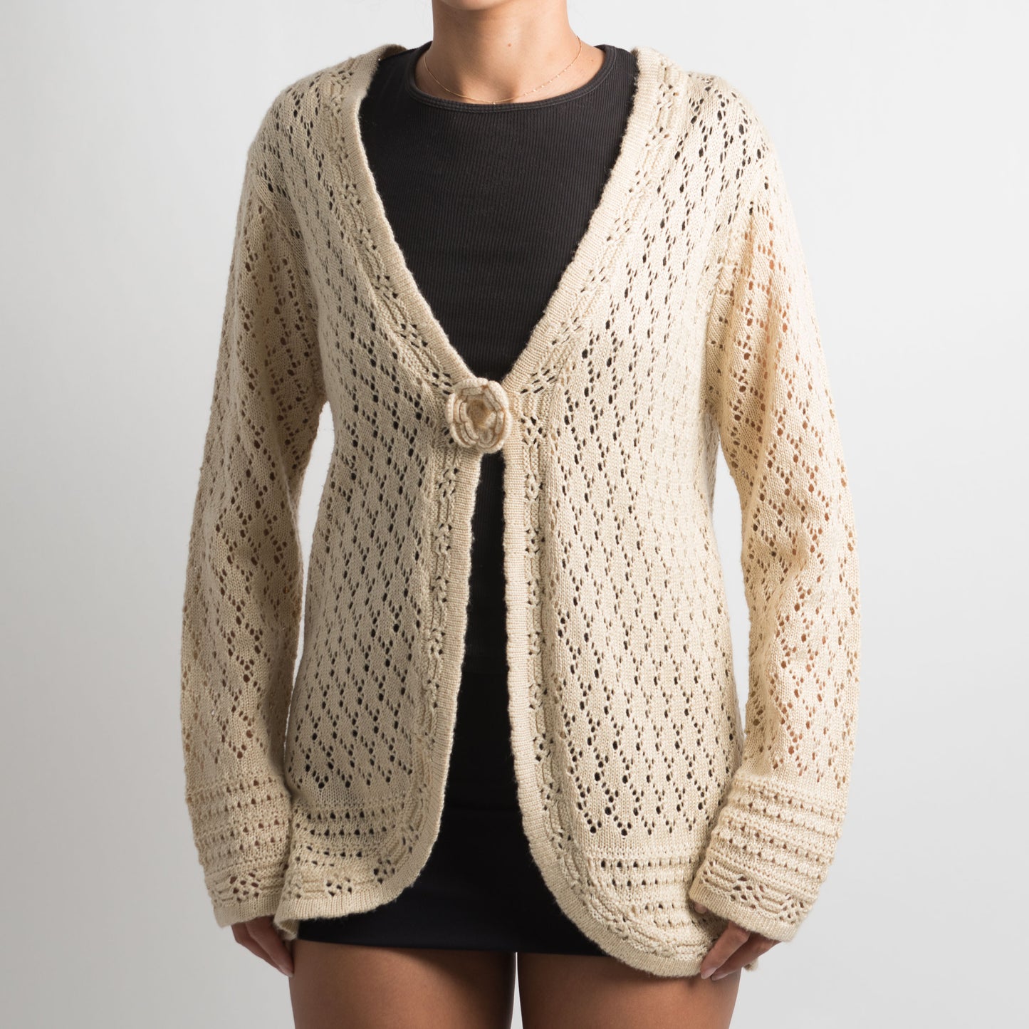 CREAM CROCHET CARDIGAN