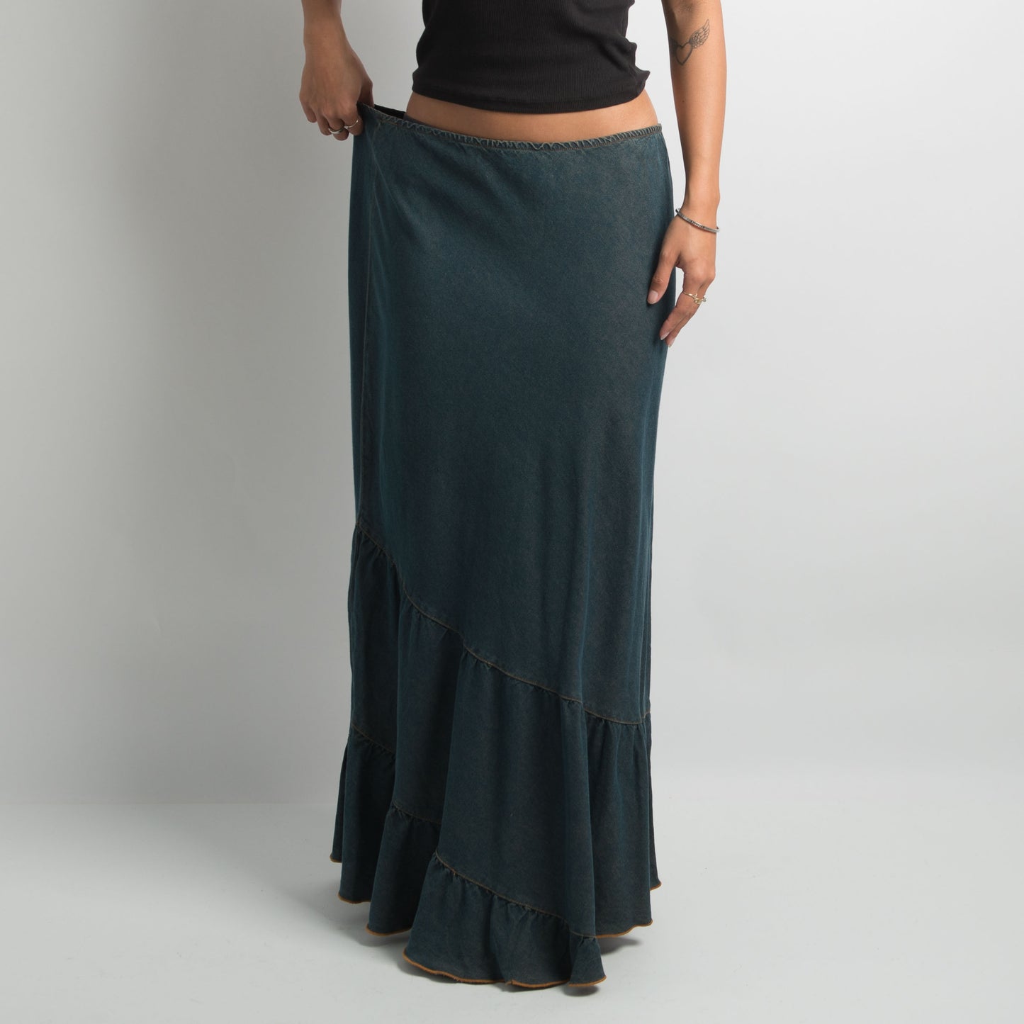 FADED DENIM LOOK MAXI SKIRT