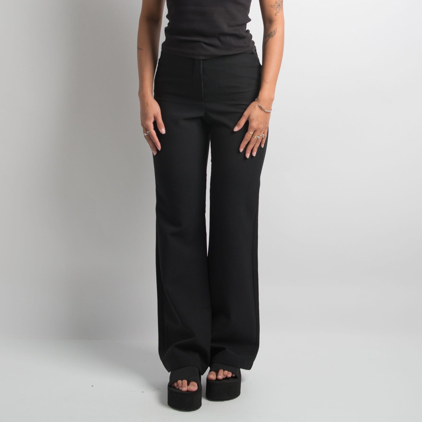 BLACK BOOTCUT TROUSERS