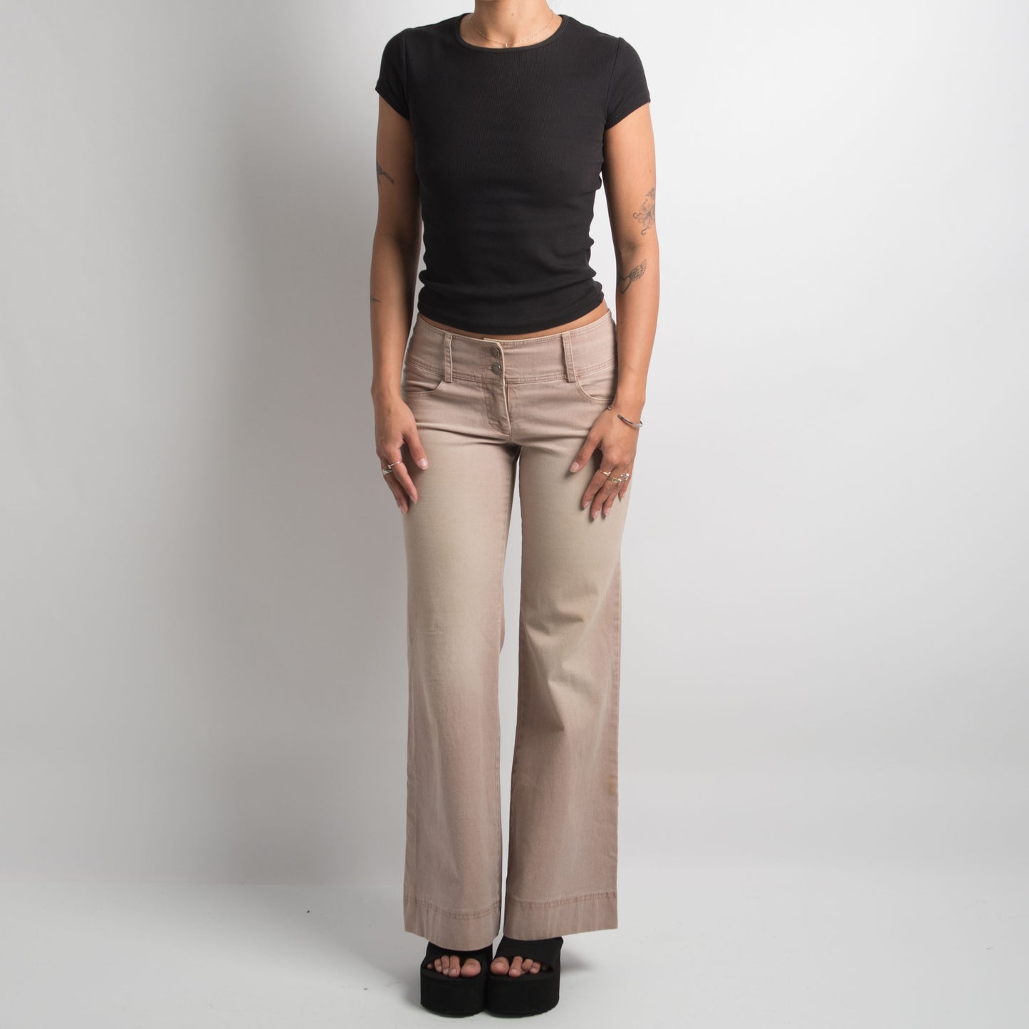 FADED TAN FLARED TROUSERS