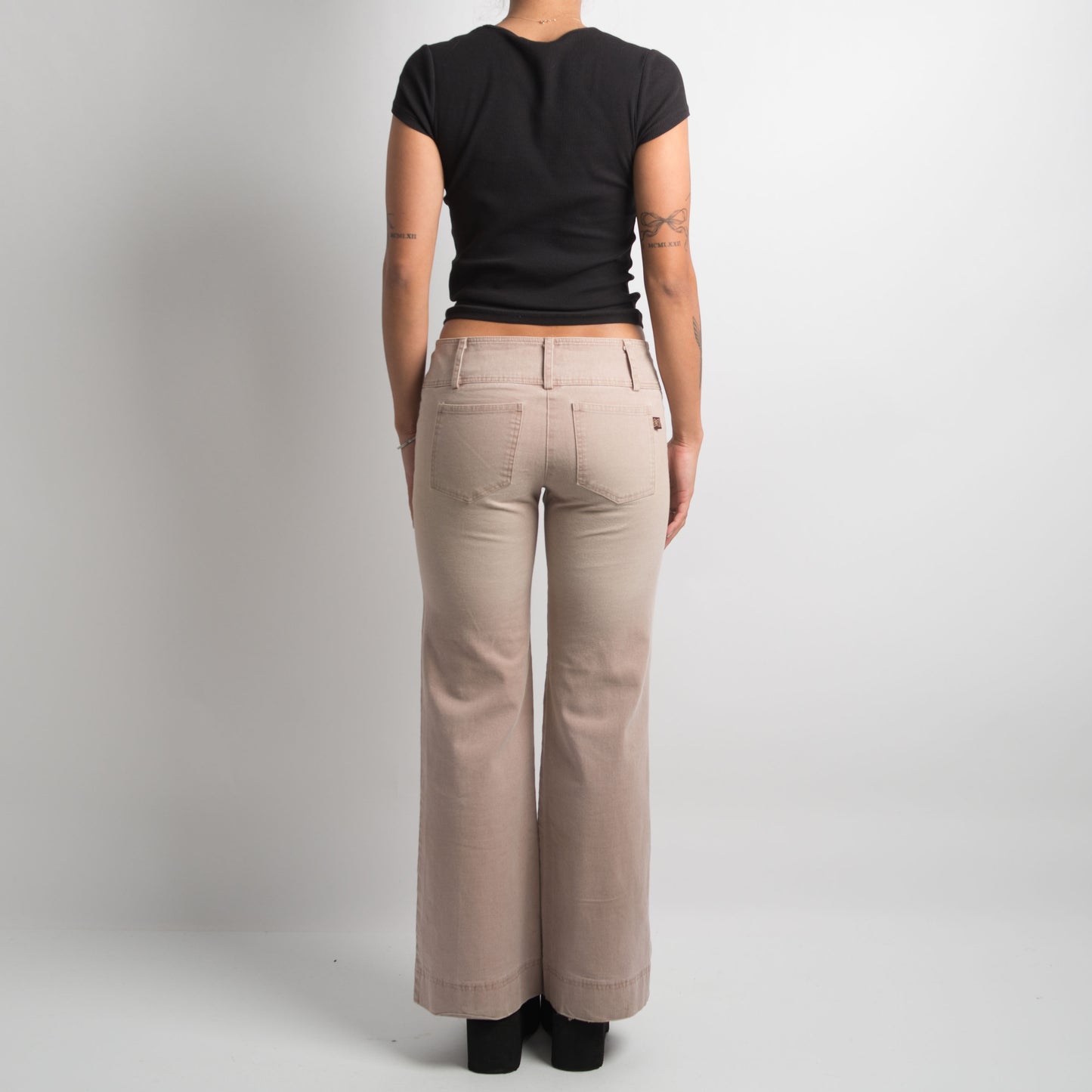 FADED TAN FLARED TROUSERS