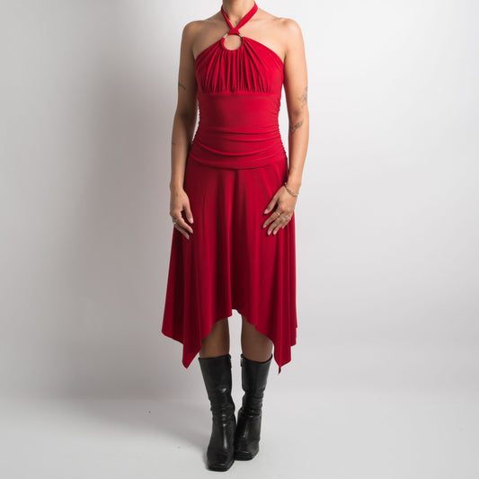 RED HALTERNECK DRESS