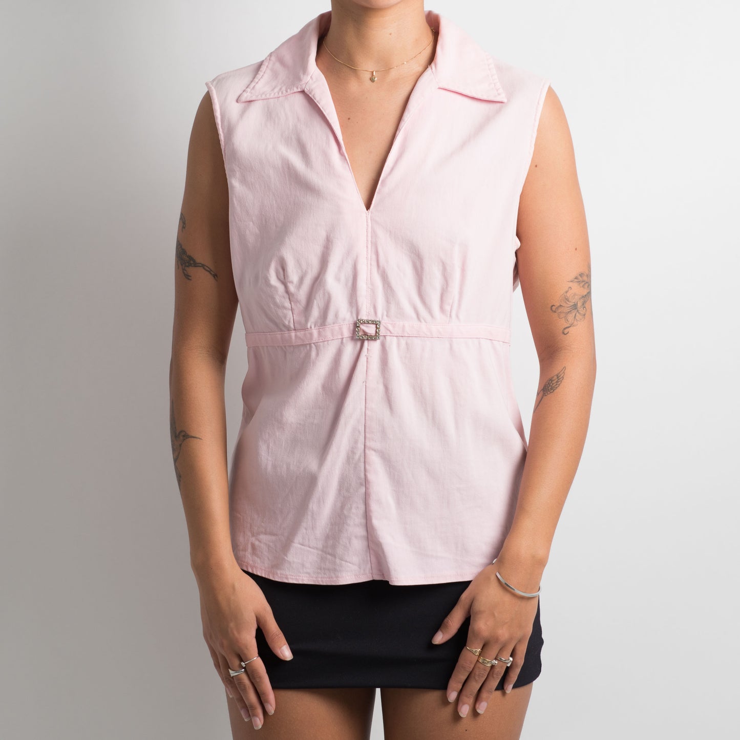 PINK SLEEVELESS BLOUSE