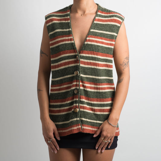 STRIPED BUTTON FRONT VEST