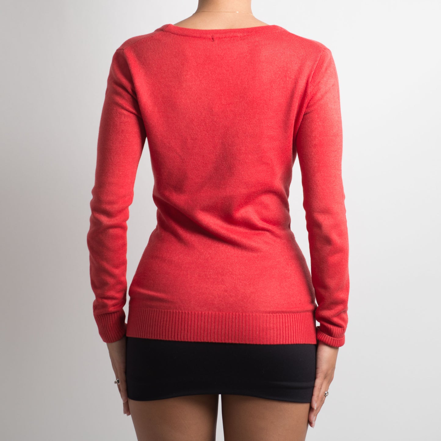 RED BUTTON FRONT CARDIGAN