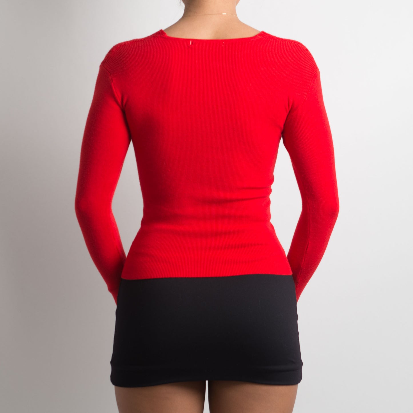 RED TEXTURED LONG SLEEVE