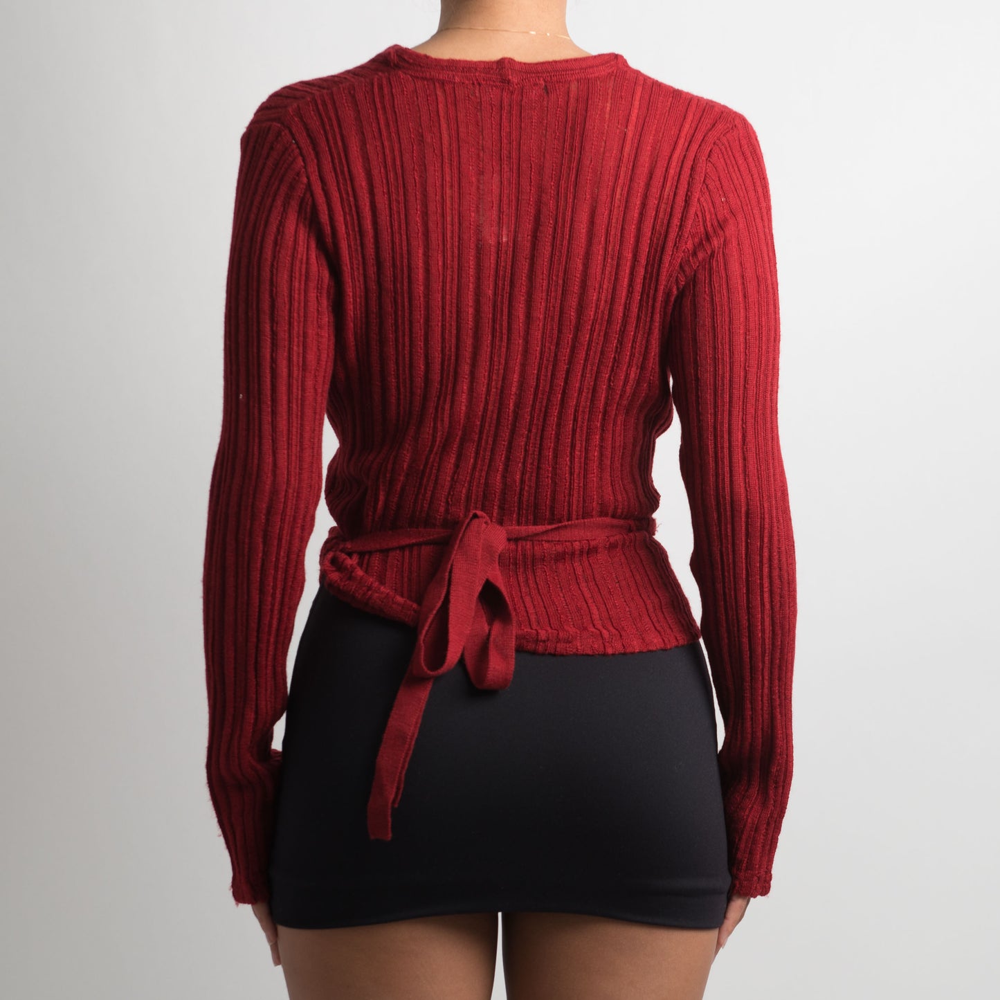 RED WOOL WRAP LONG SLEEVE