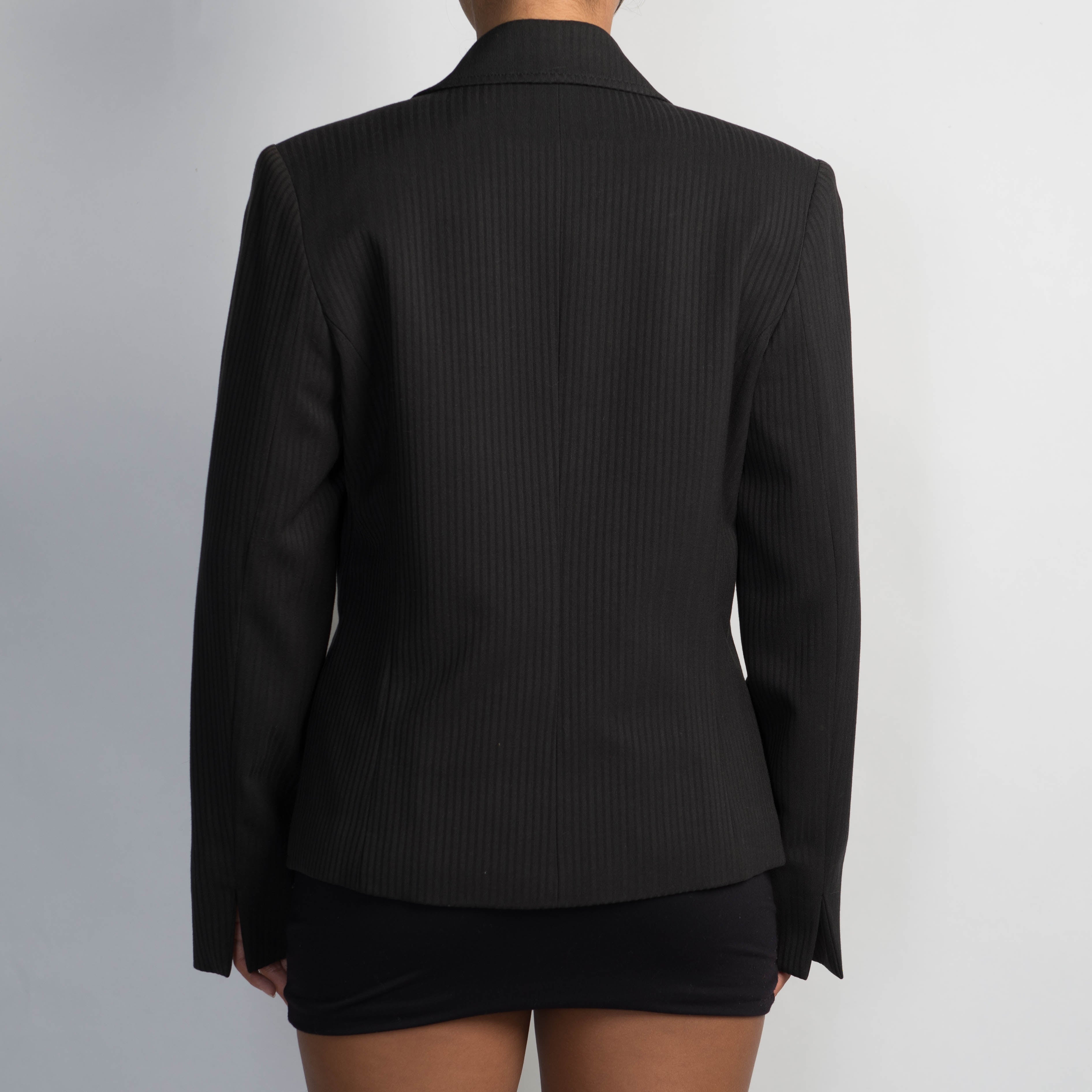 BLACK PINSTRIPE BLAZER