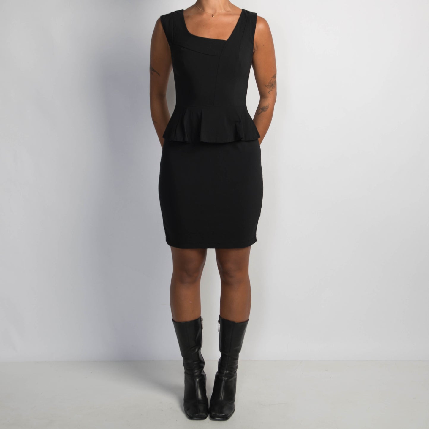 BLACK PEPLUM DRESS