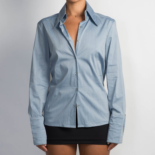 BLUE STRETCH BLOUSE