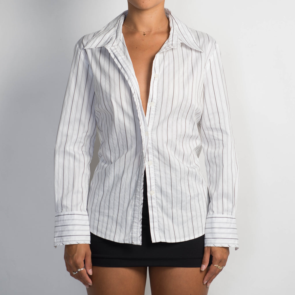 WHITE PINSTRIPE BLOUSE