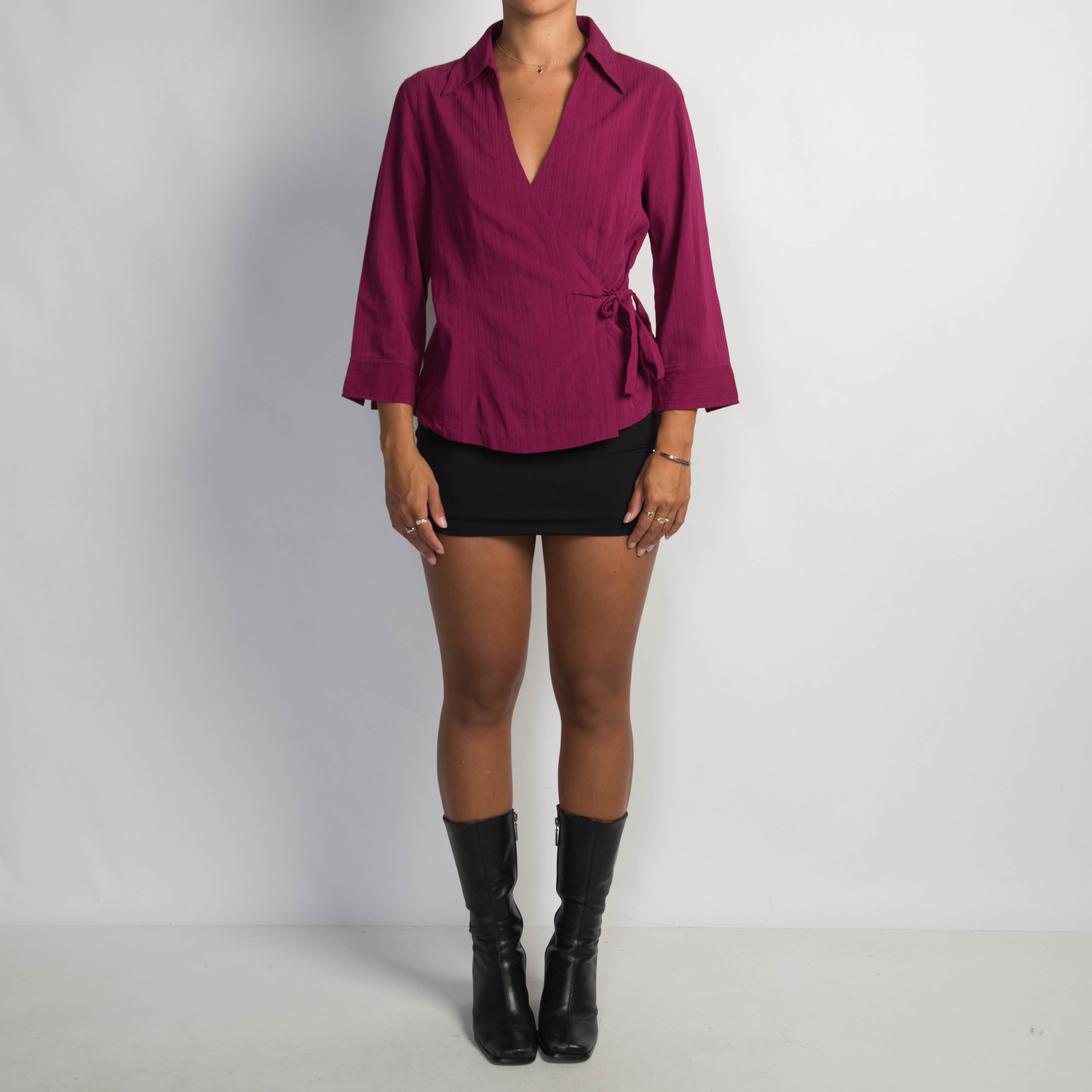 MAGENTA WRAP BLOUSE