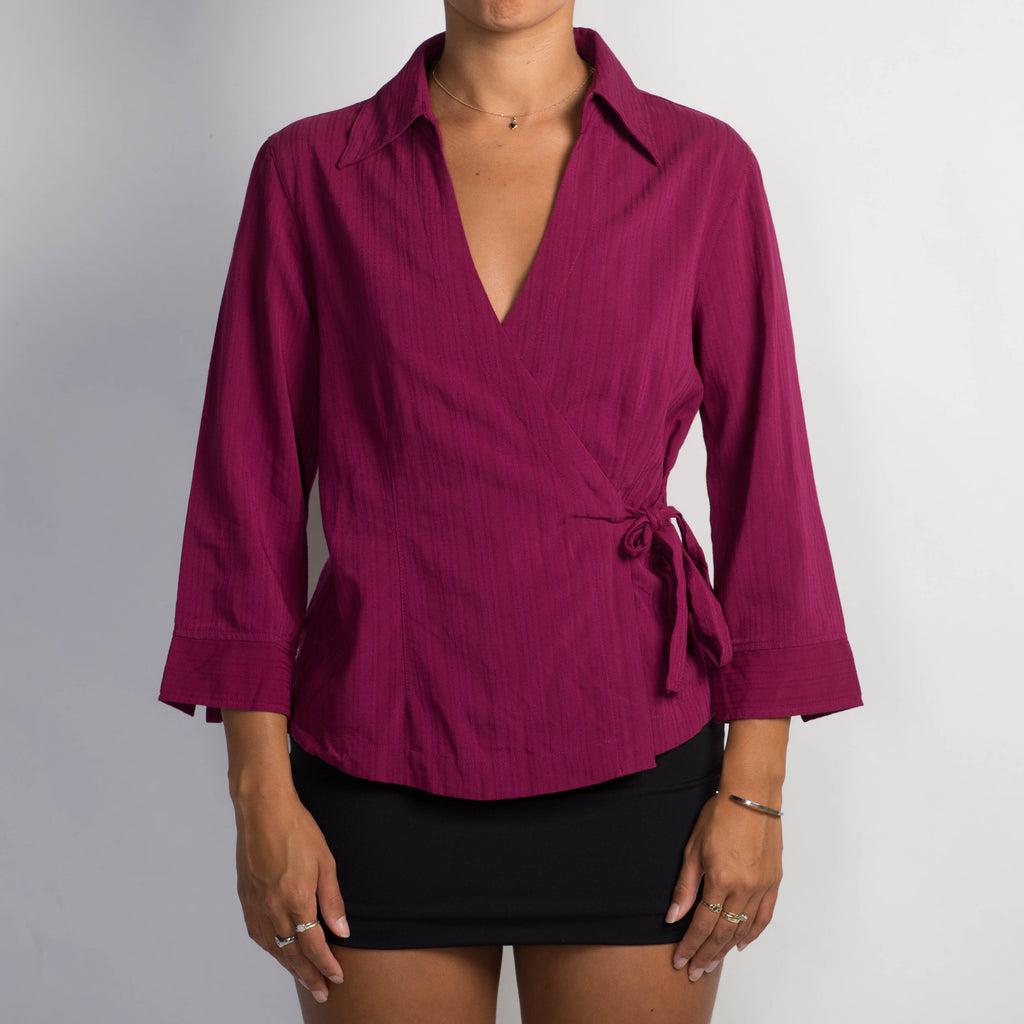 MAGENTA WRAP BLOUSE