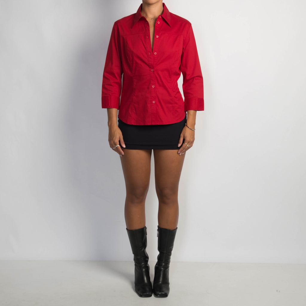 RED 3/4 SLEEVE BLOUSE