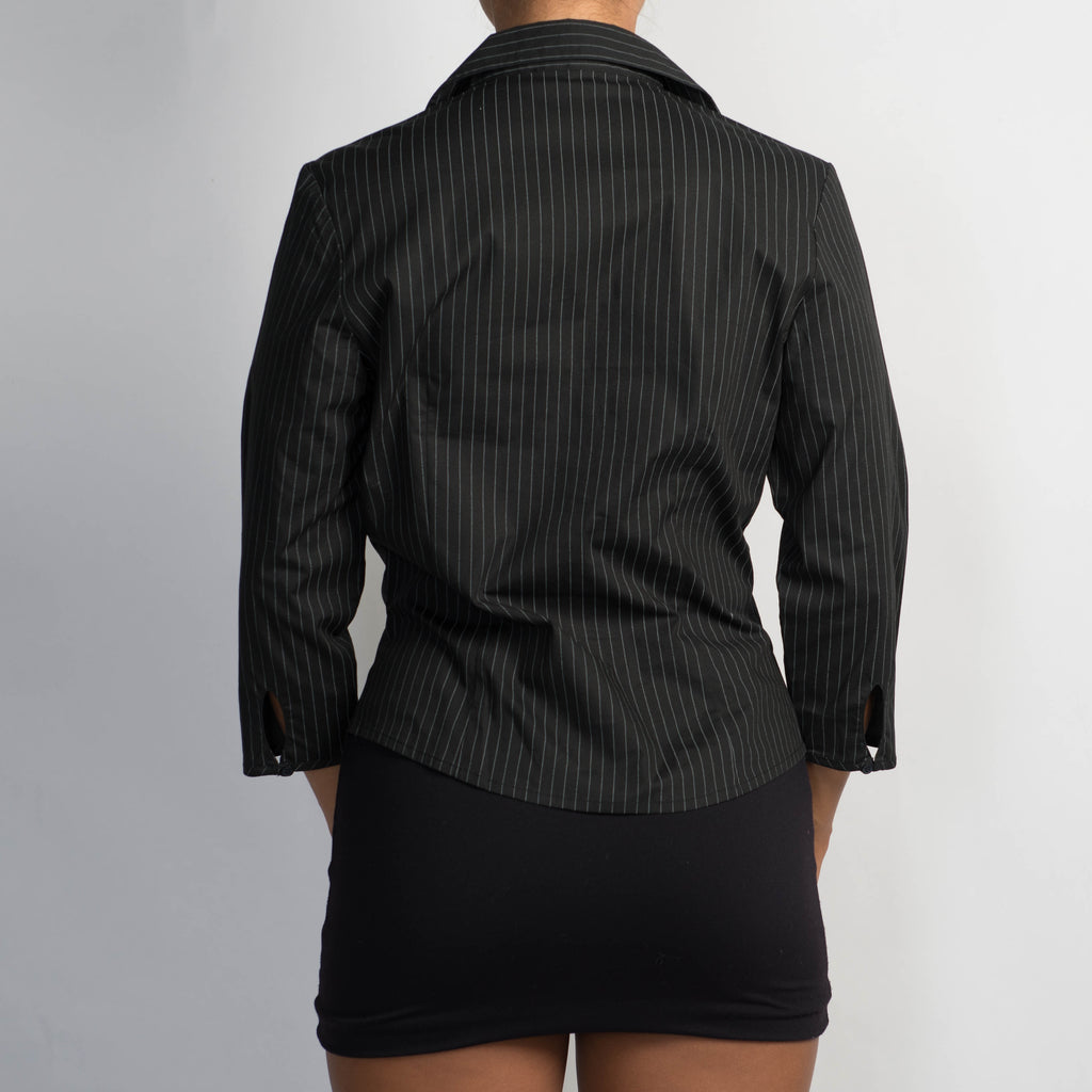 BLACK PINSTRIPE BLOUSE