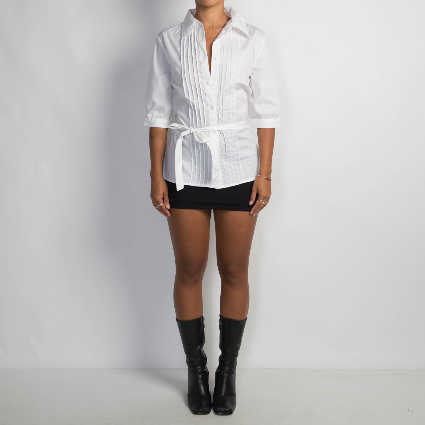 WHITE 1/2 SLEEVE BLOUSE