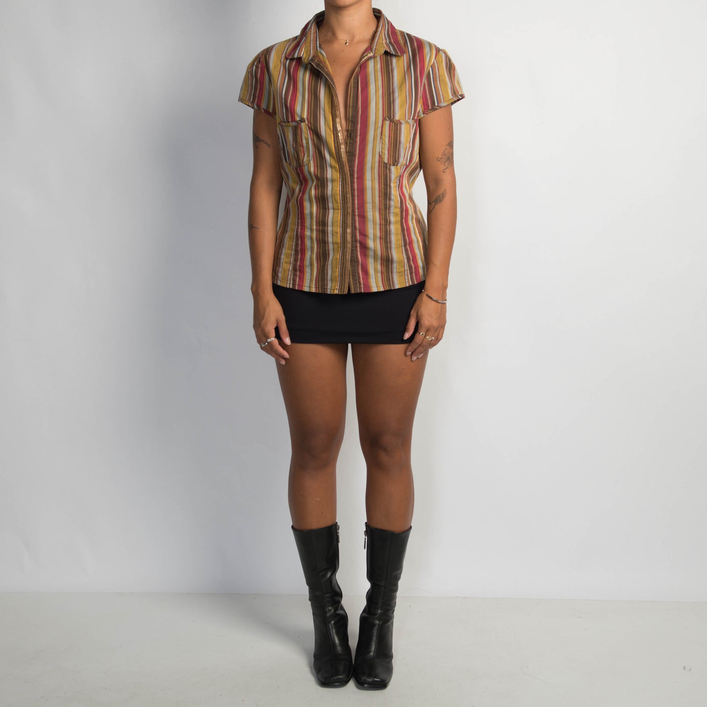 BROWN STRIPE BLOUSE