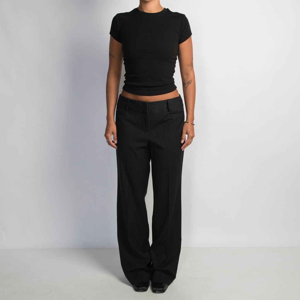BLACK PINSTRIPE TROUSERS