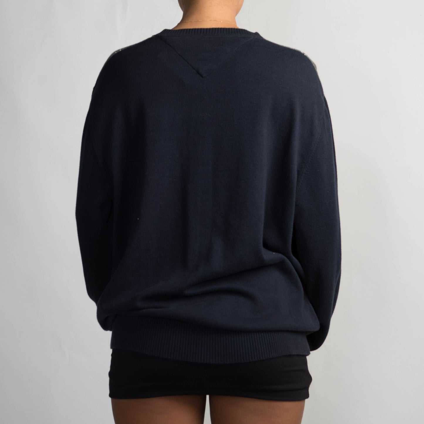 NAVY ARGYLE SWEATER