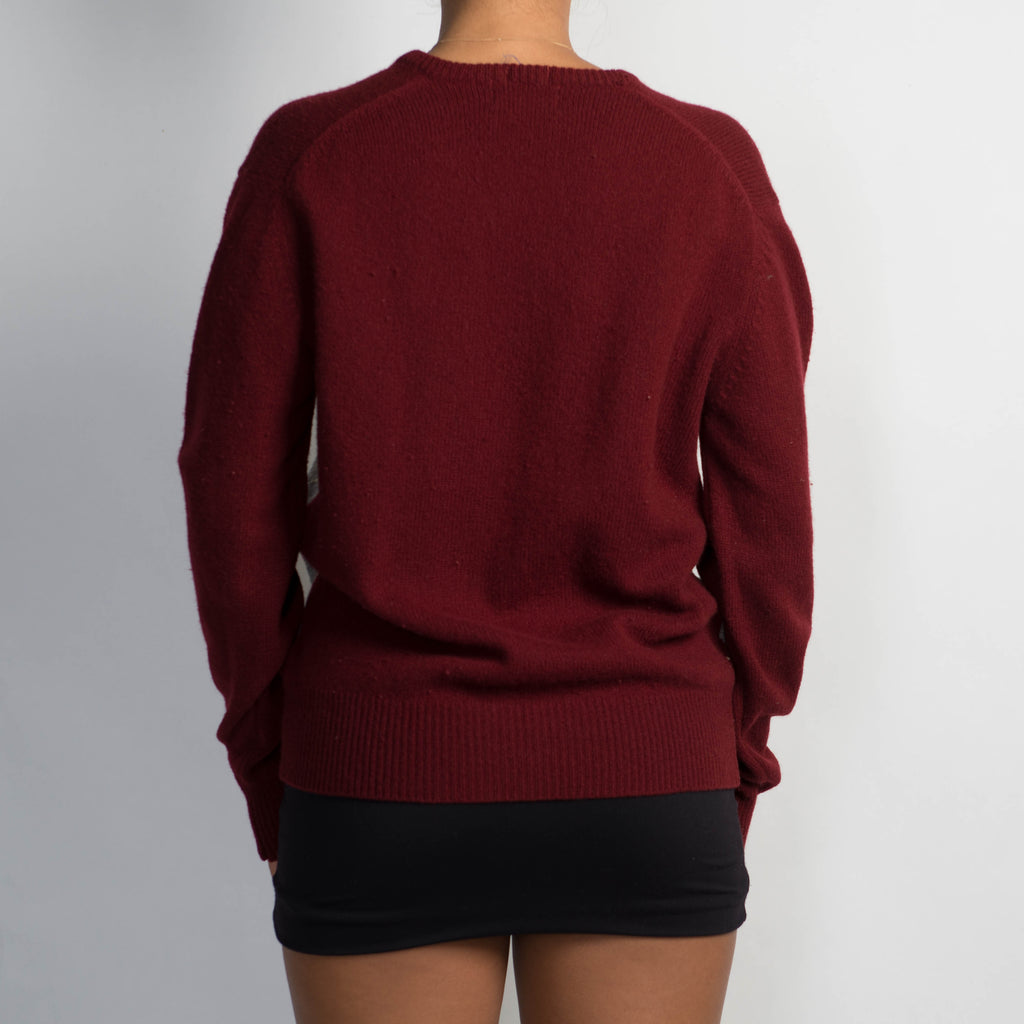 MAROON ARGYLE WOOL SWEATER