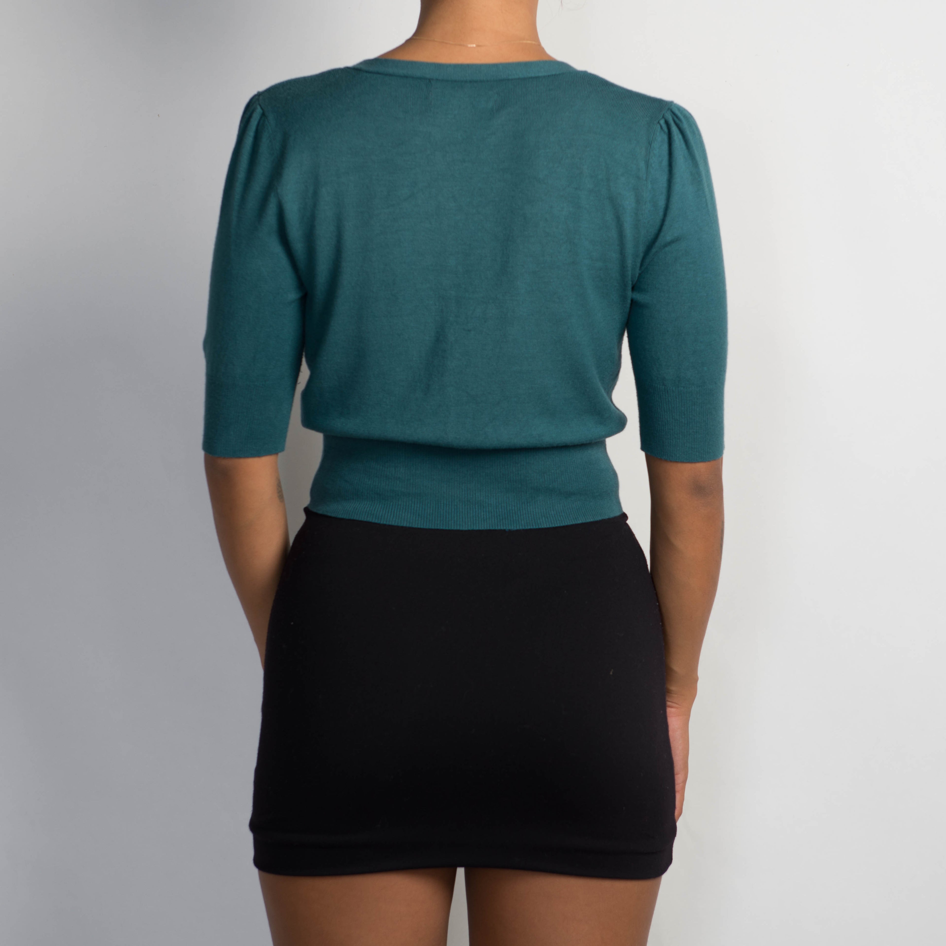 TEAL 1/2 SLEEVE CARDIGAN