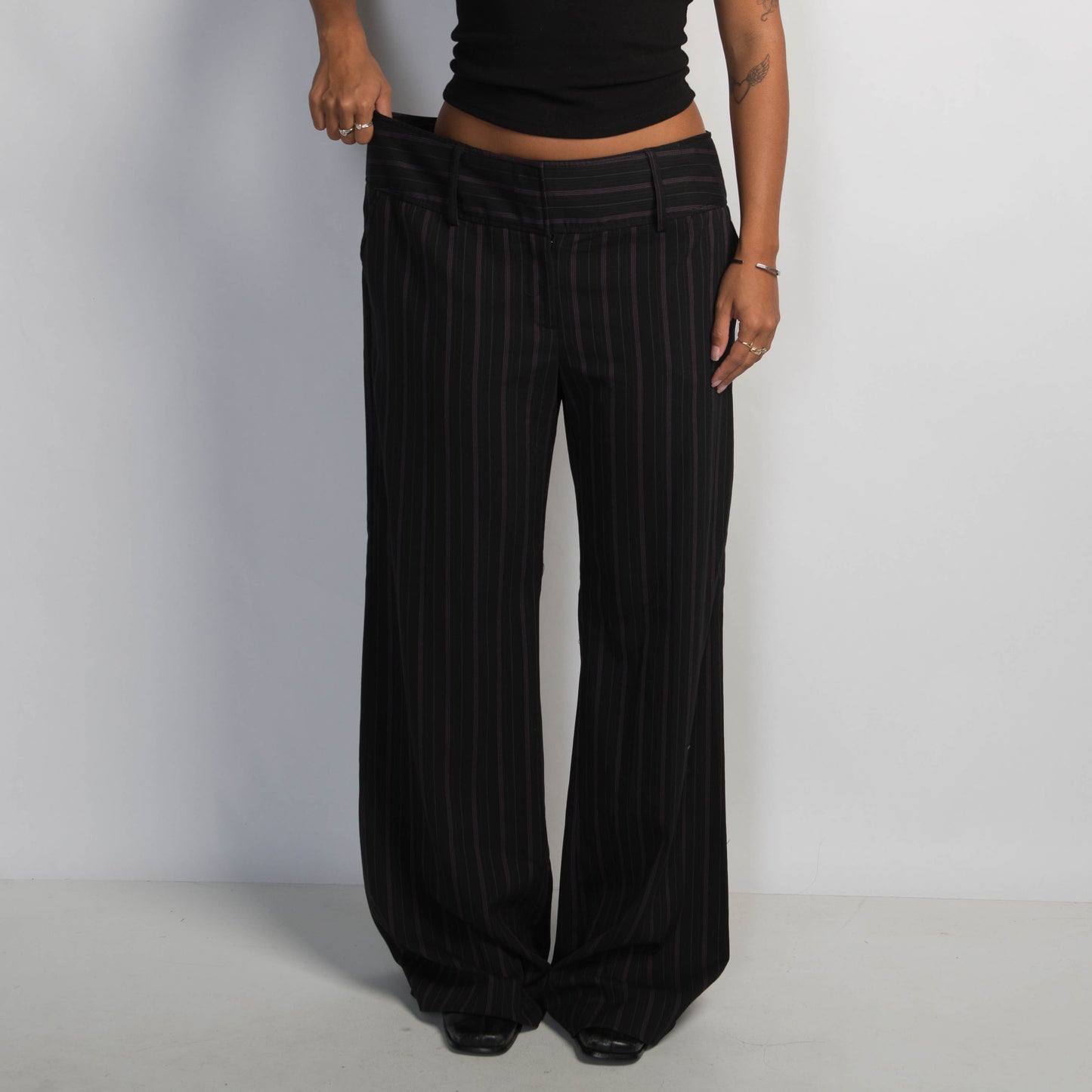 PINSTRIPE WIDE LEG TROUSERS