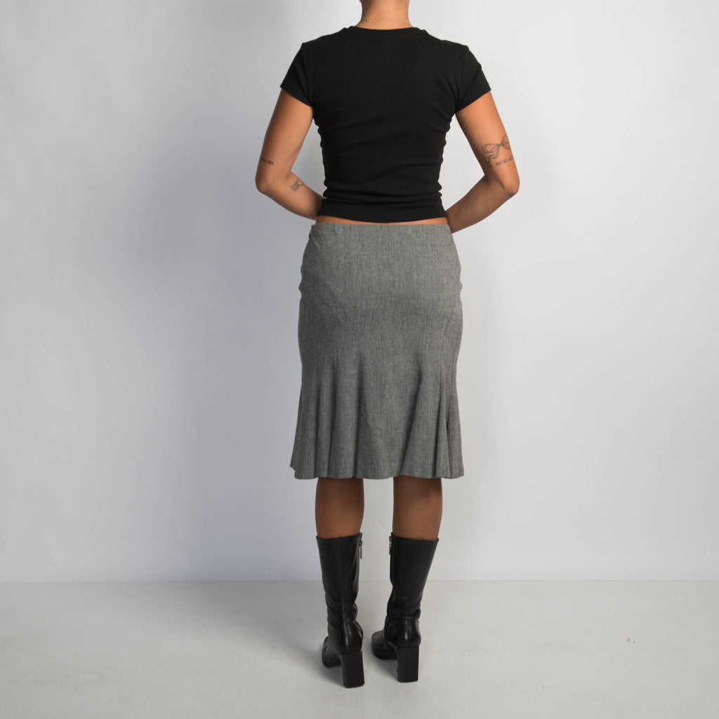 GREY WOOL MIDI SKIRT