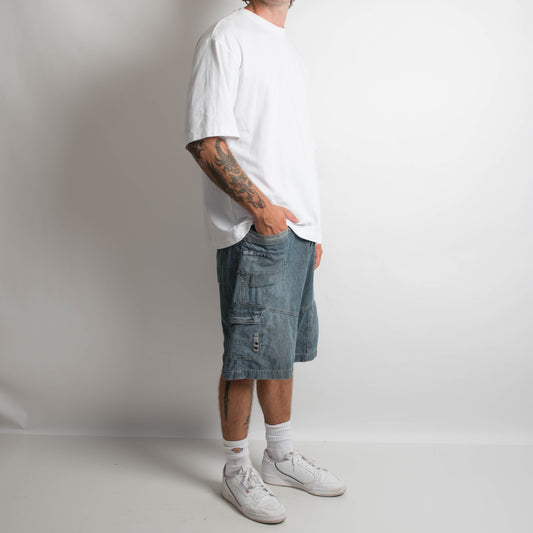 FADED WASH DENIM JORTS