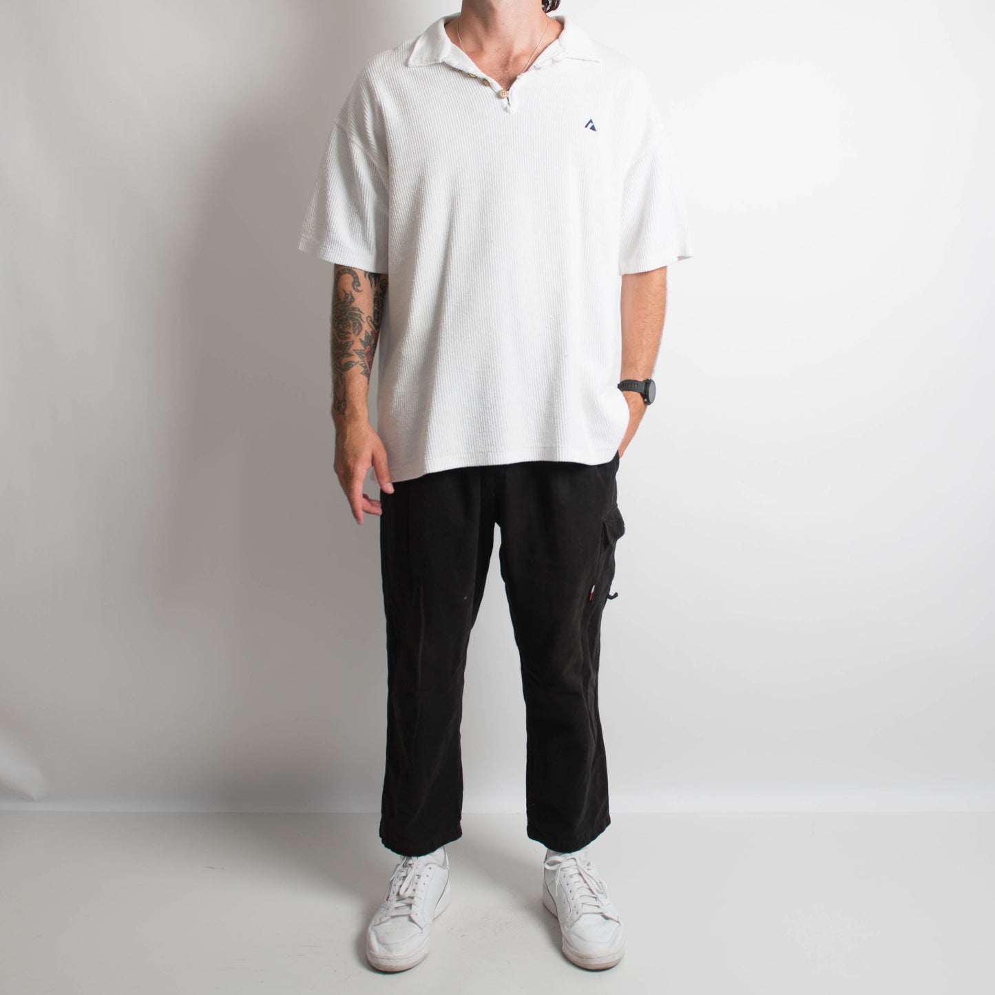 WHITE TEXTURED POLO