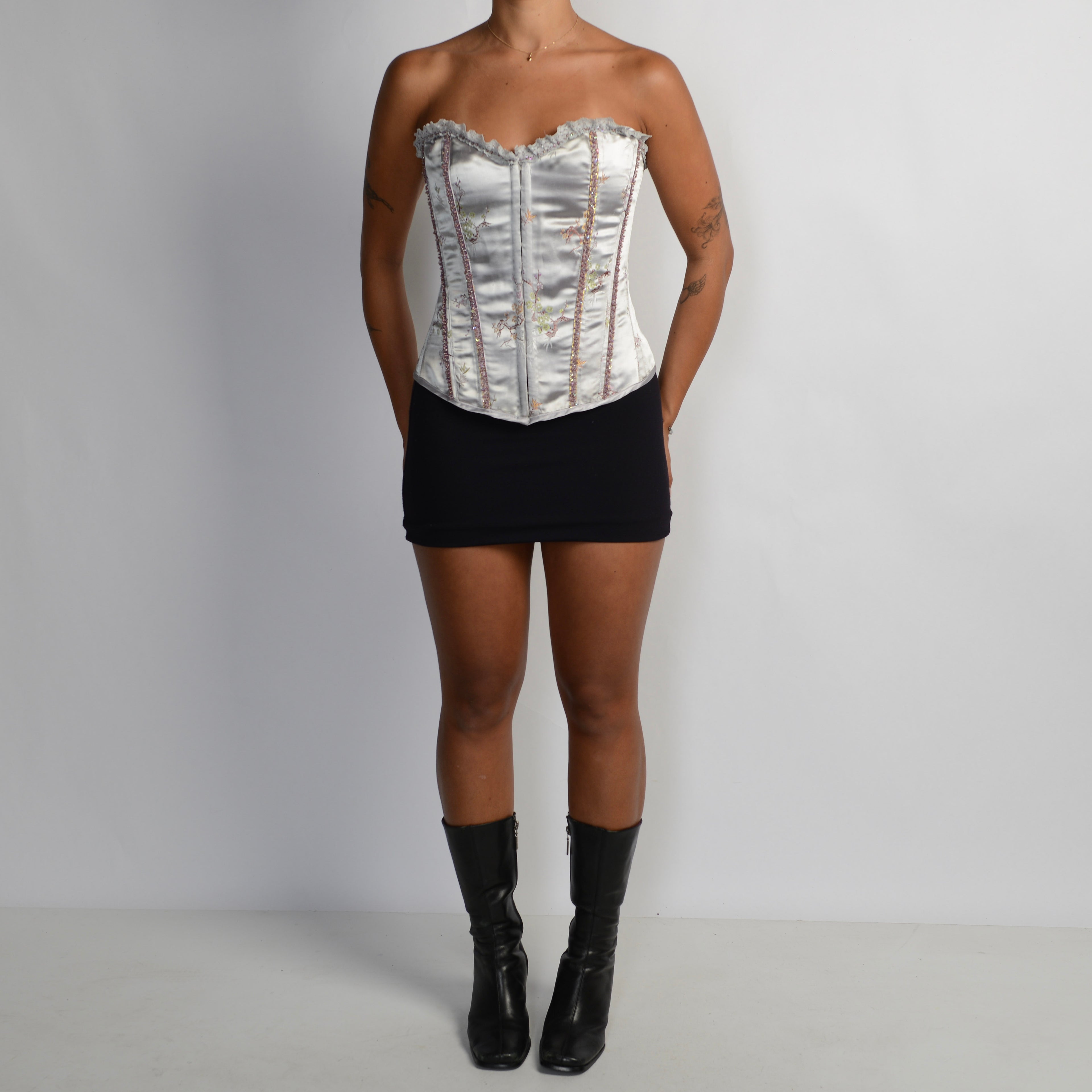 SILVER BEADED CORSET