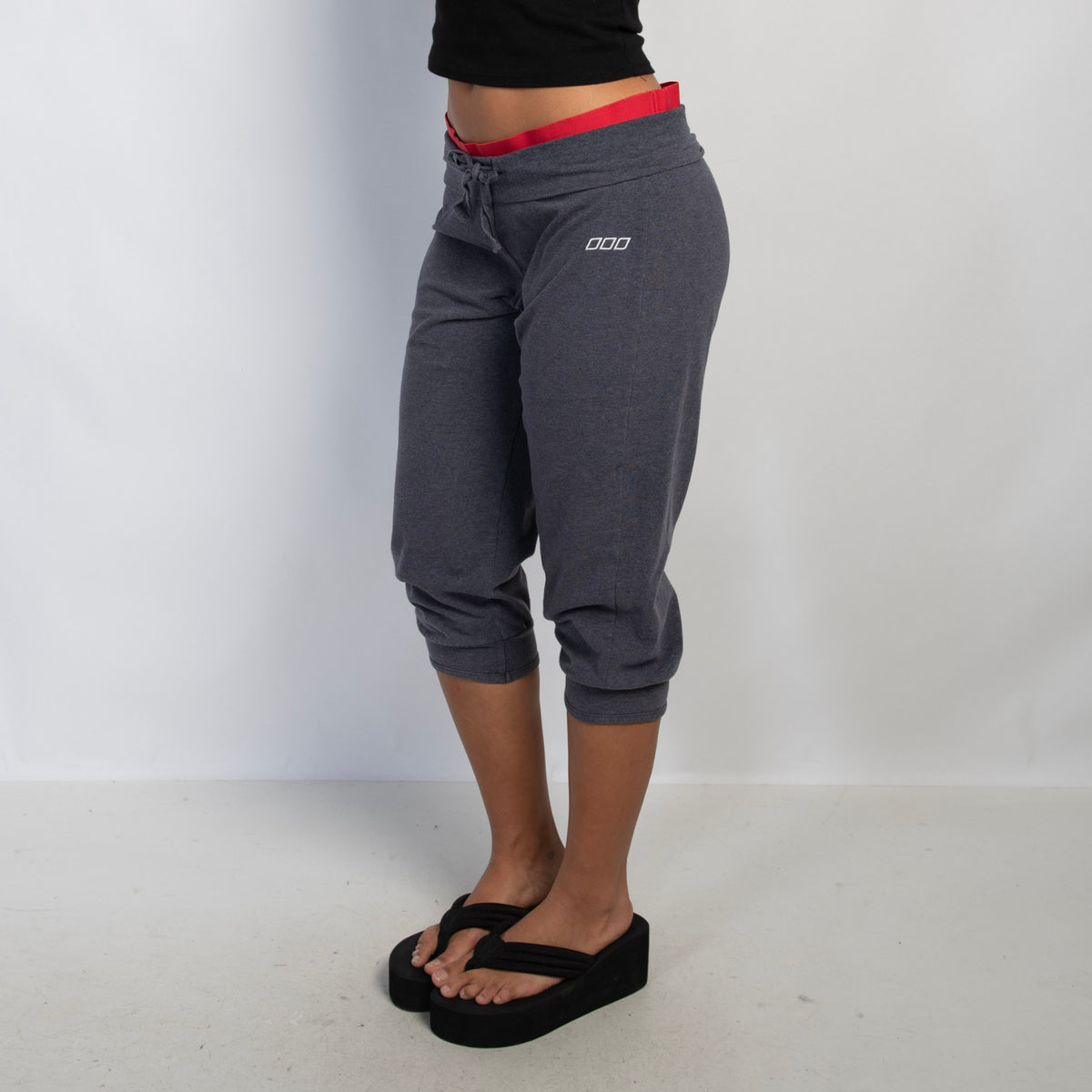 NAVY COTTON CROP PANTS