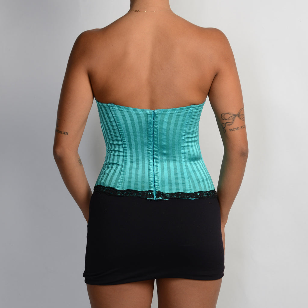 TEAL SATIN BUSTIER