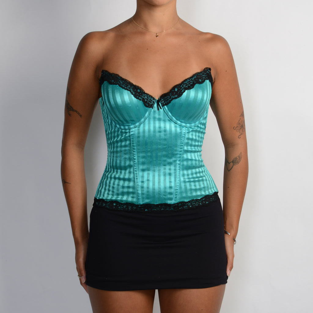 TEAL SATIN BUSTIER