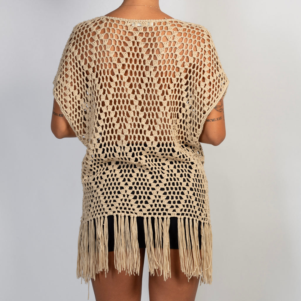 BEIGE CROCHET KIMONO