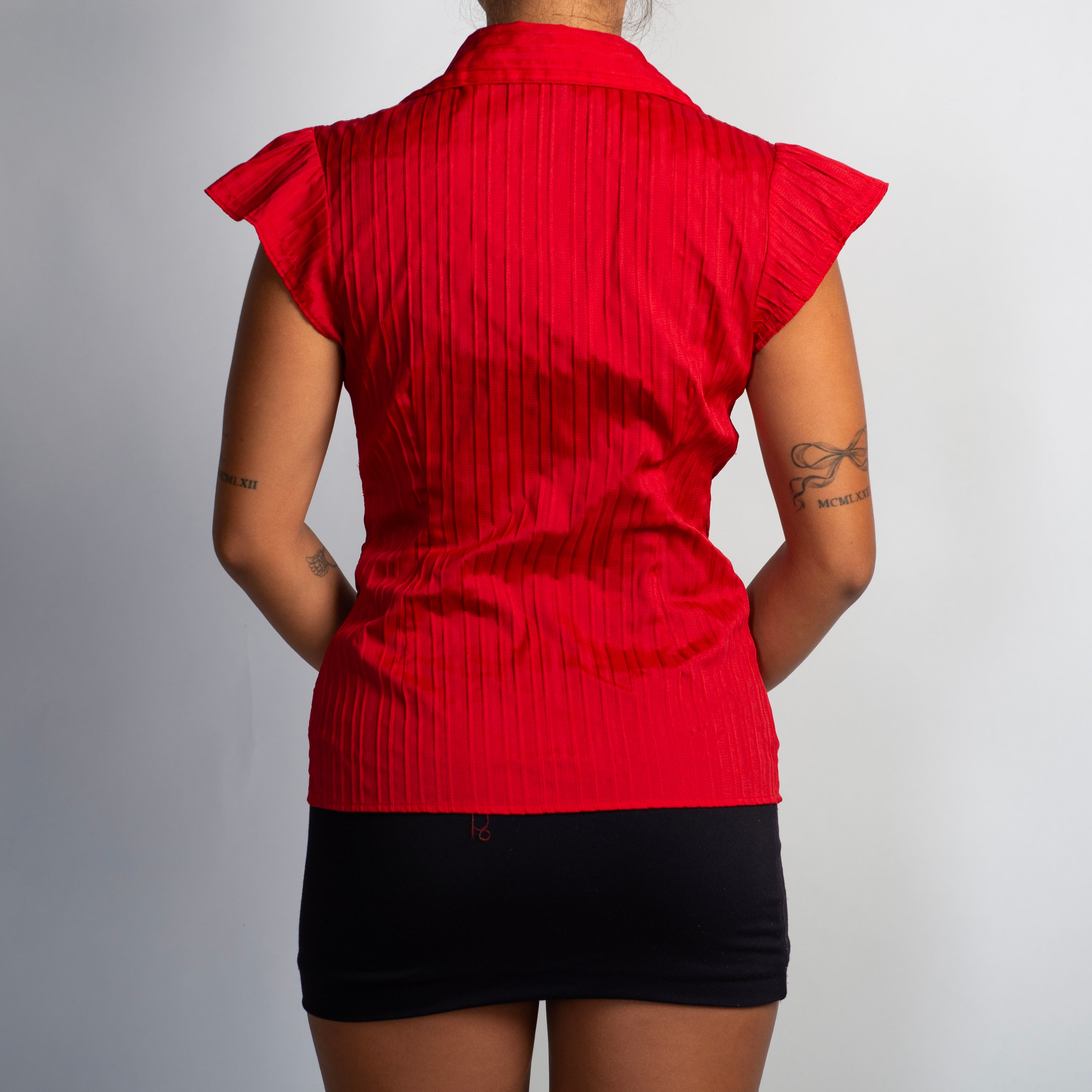 RED TEXTURED BLOUSE