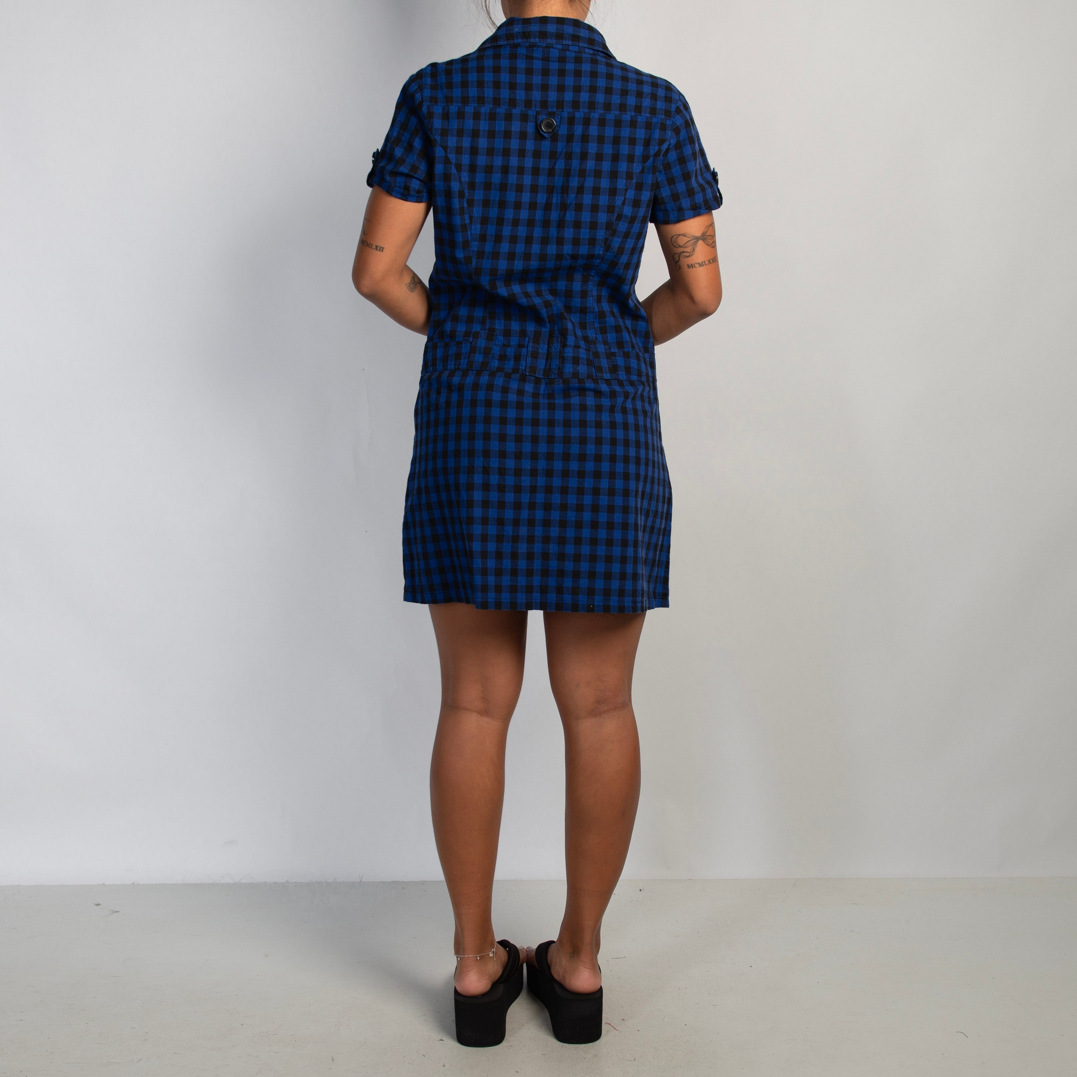 CHECK BUTTON FRONT DRESS