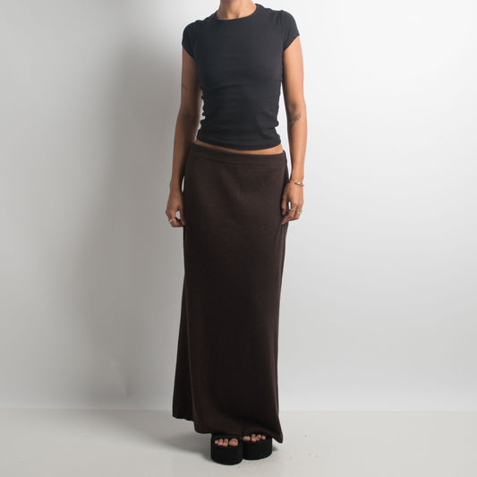 BROWN WOOL MAXI SKIRT