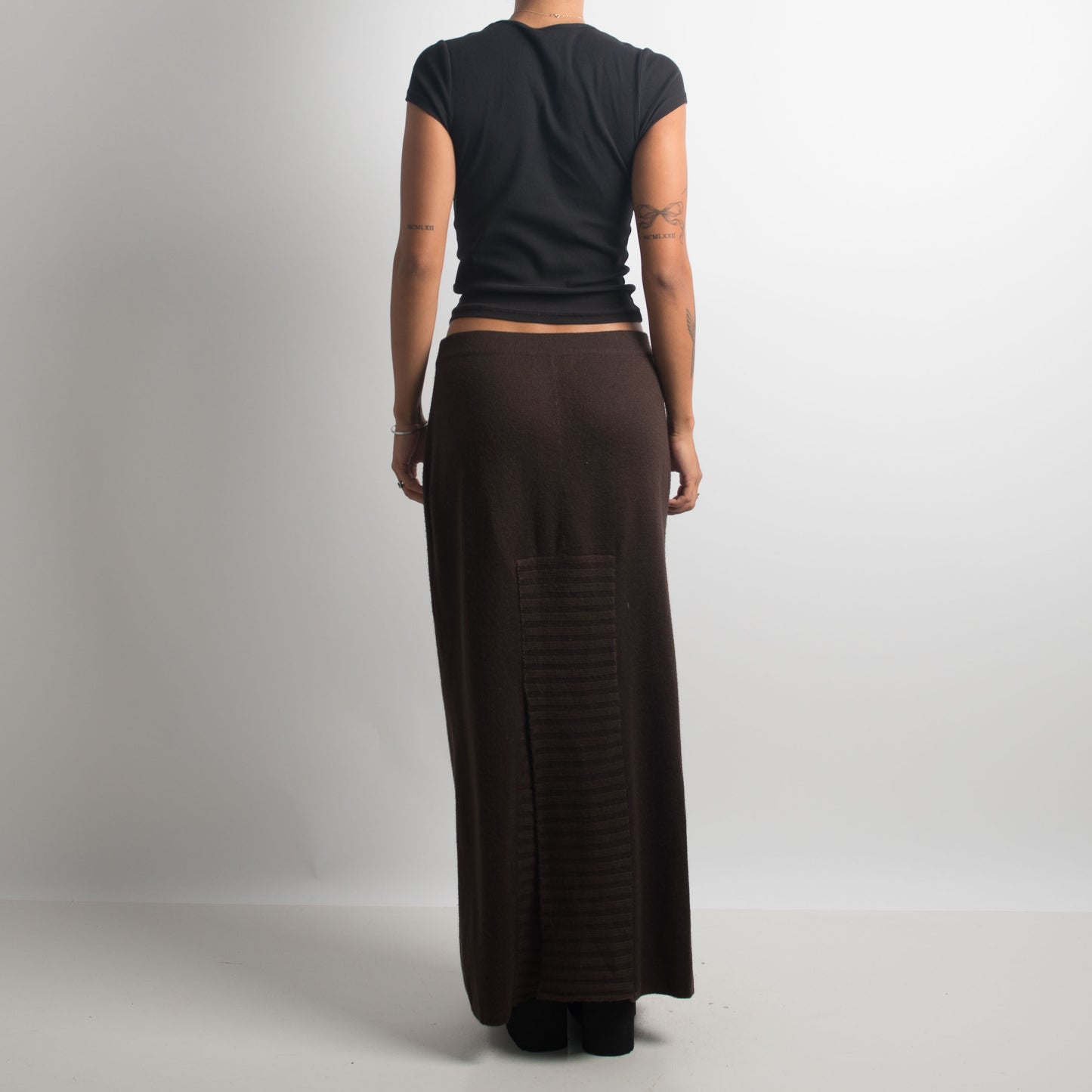 BROWN WOOL MAXI SKIRT