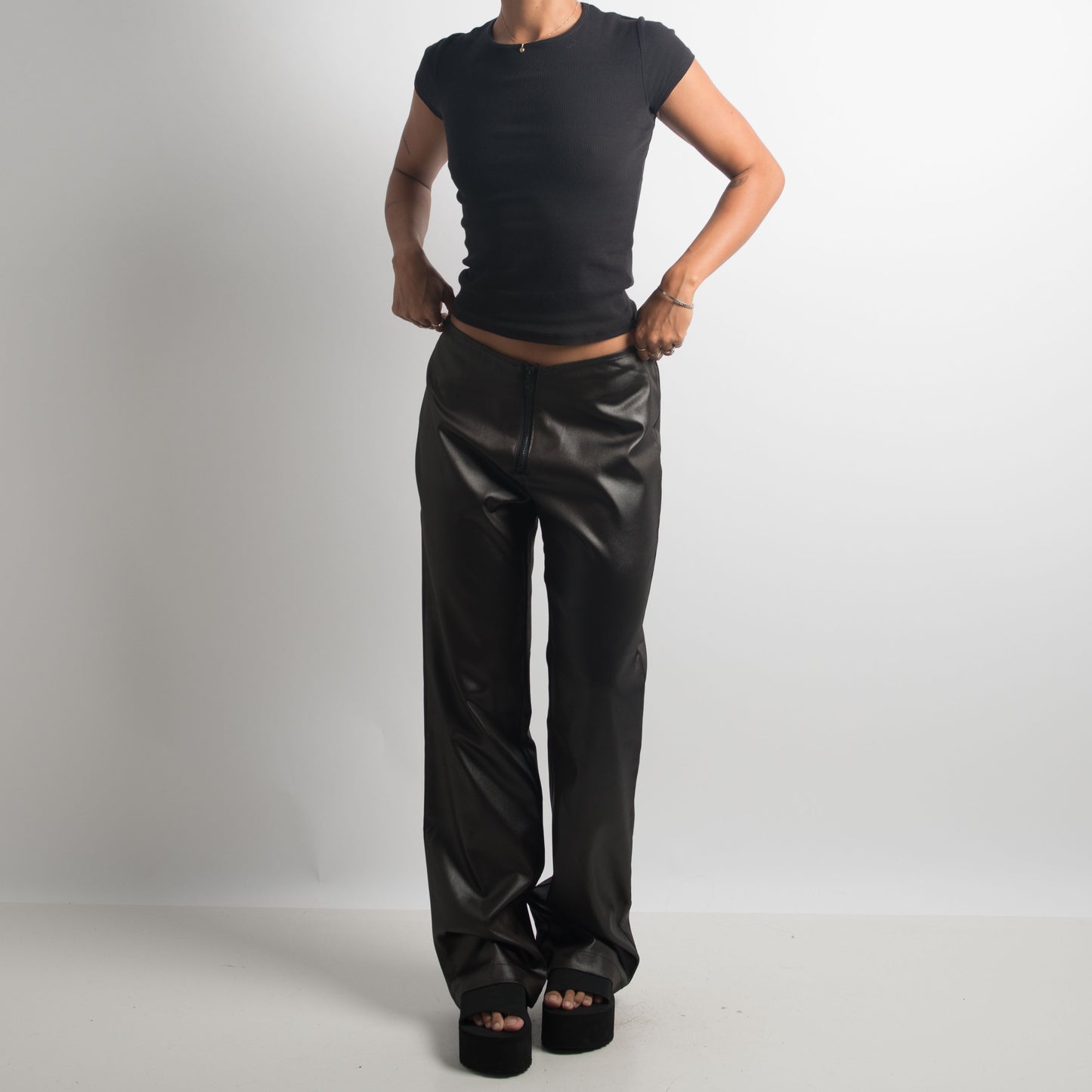 METALLIC BOOTCUT TROUSERS